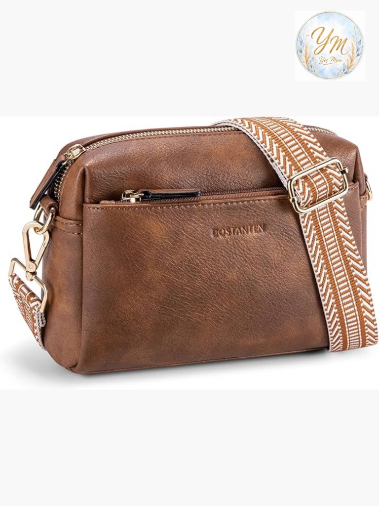 Triple Zip Cell Phone Crossbody Purse With Guitar Strap Leather